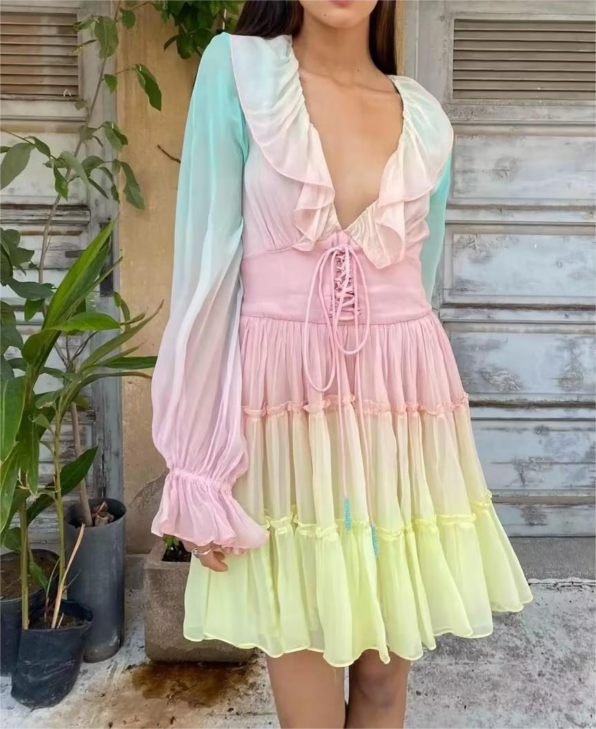 Rainbow Gradient Princess Dress