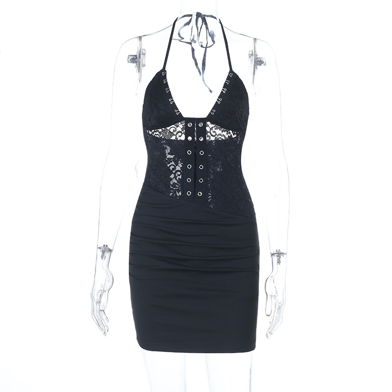 Backless Lace up Dress