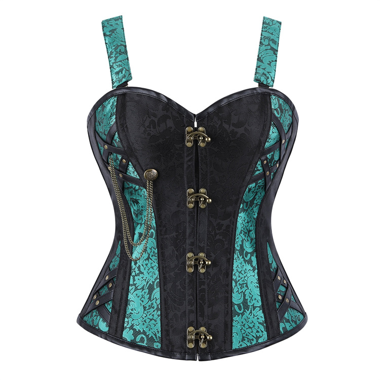 Black & Green Double Shoulder Corset